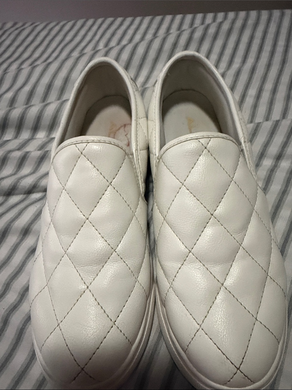 Aldo White Quilted Slip-On Sneakers